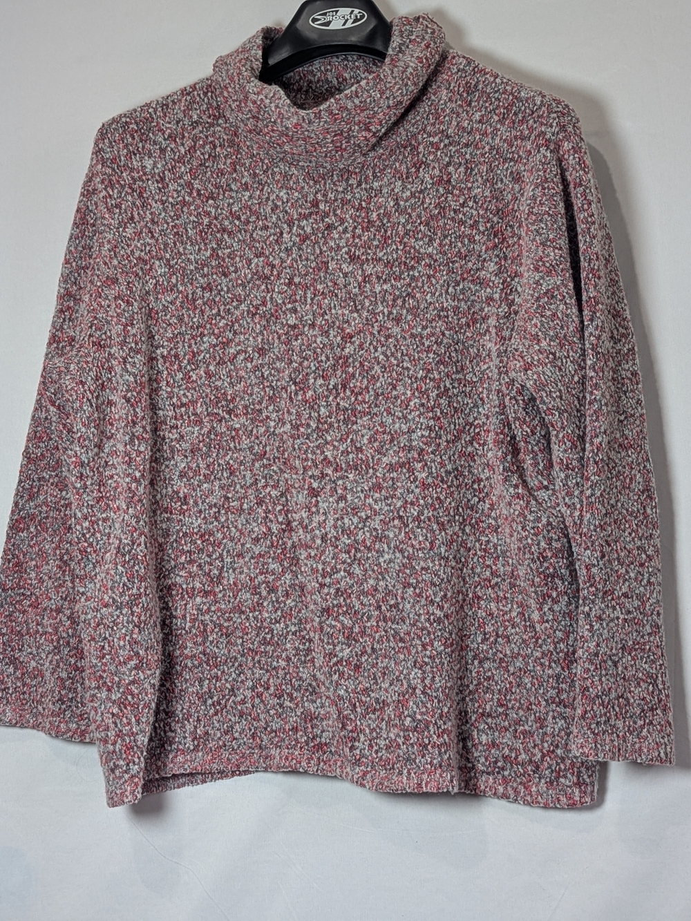 Sigrid Olsen Sport 3X Marled Cowl Neck Sweater Red Gray Wool Blend